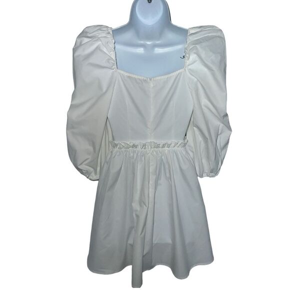 DOUBLE CRAZY Poplin Mini Dress White Puff Sleeve Size XS. - Picture 4 of 8